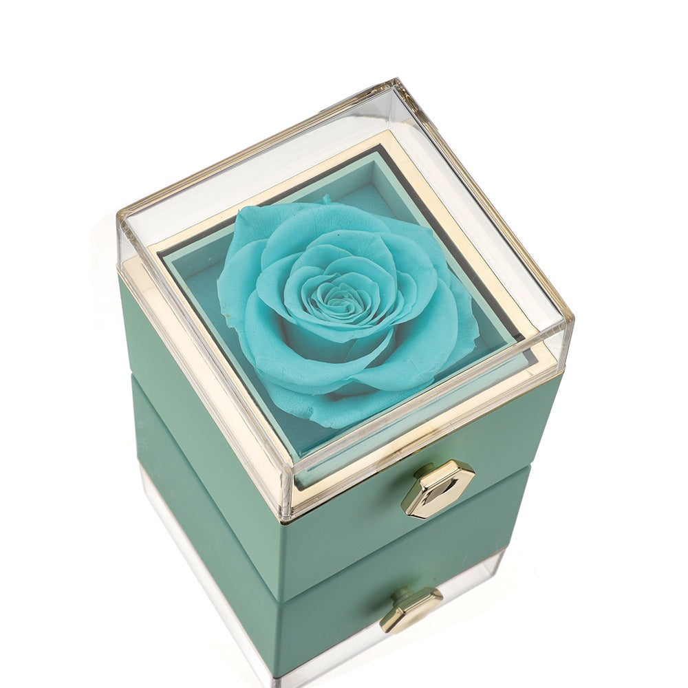 Eternal Rose Box Gift Bundle - W/ Engraved Necklace