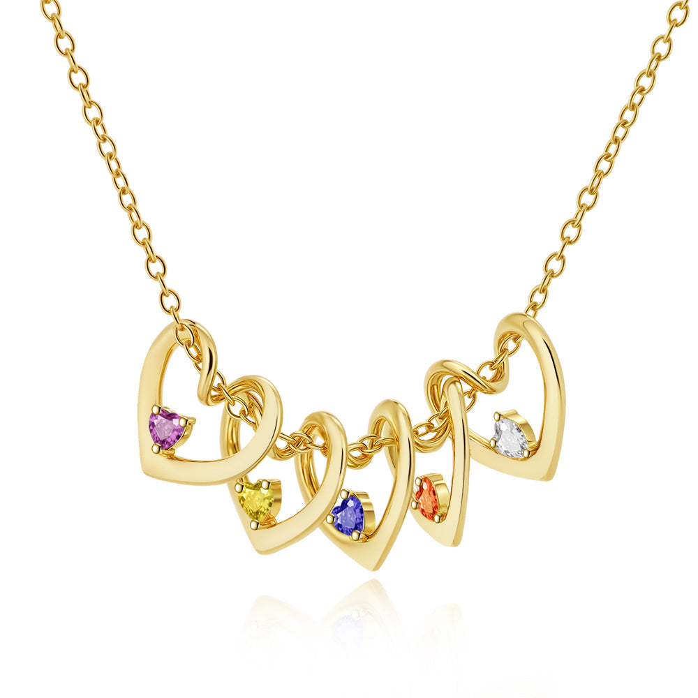 Custom Birthstone Hearts Necklace