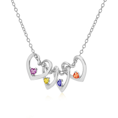 Custom Birthstone Hearts Necklace