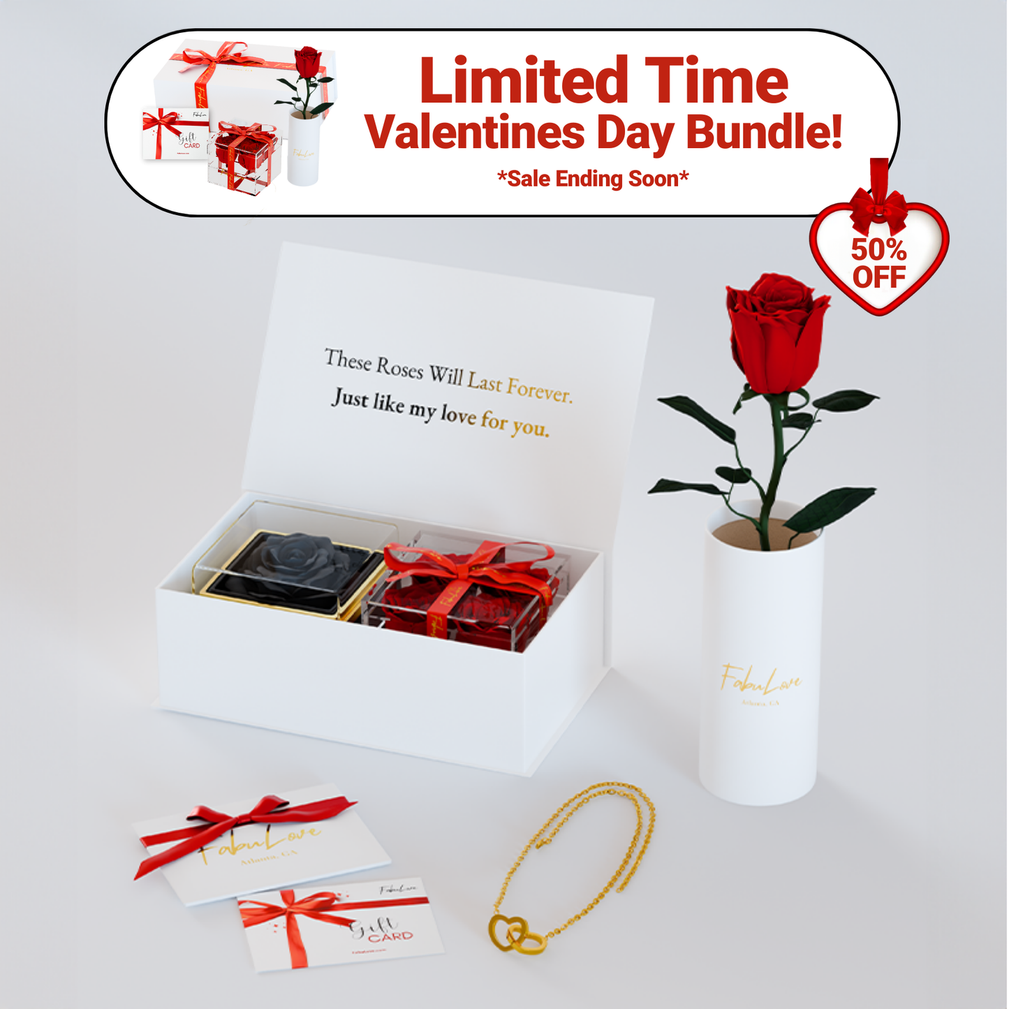 Valentines Eternal Rose Box Bundle