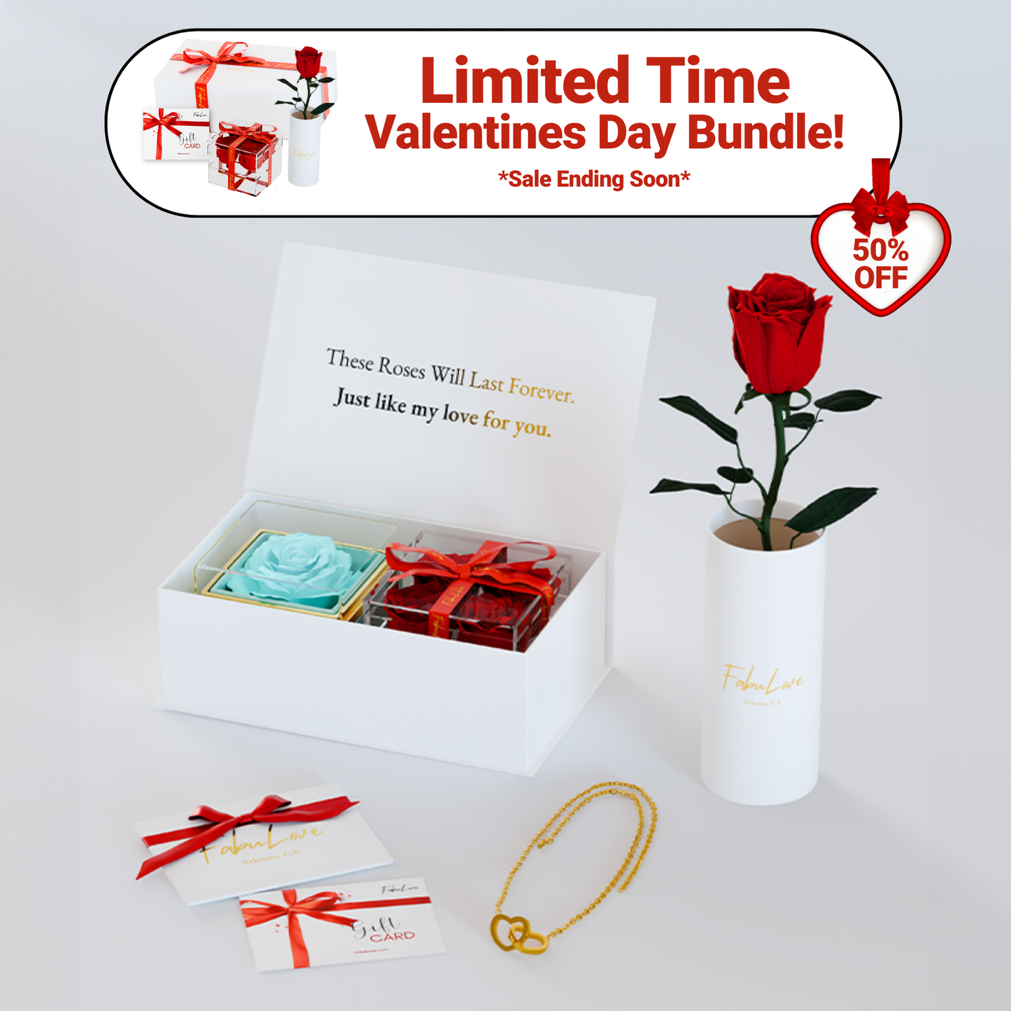 Valentines Eternal Rose Box Bundle