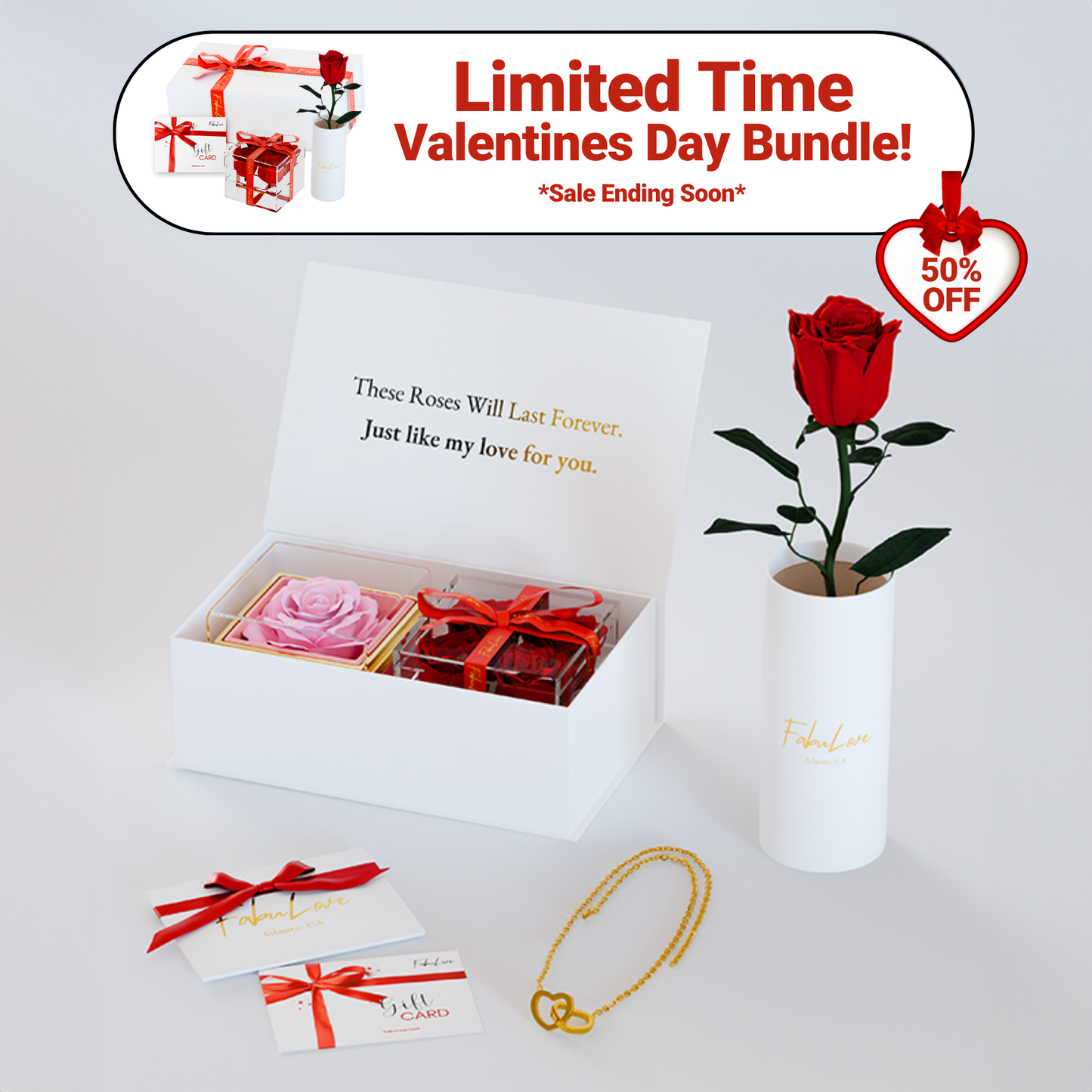 Valentines Eternal Rose Box Bundle