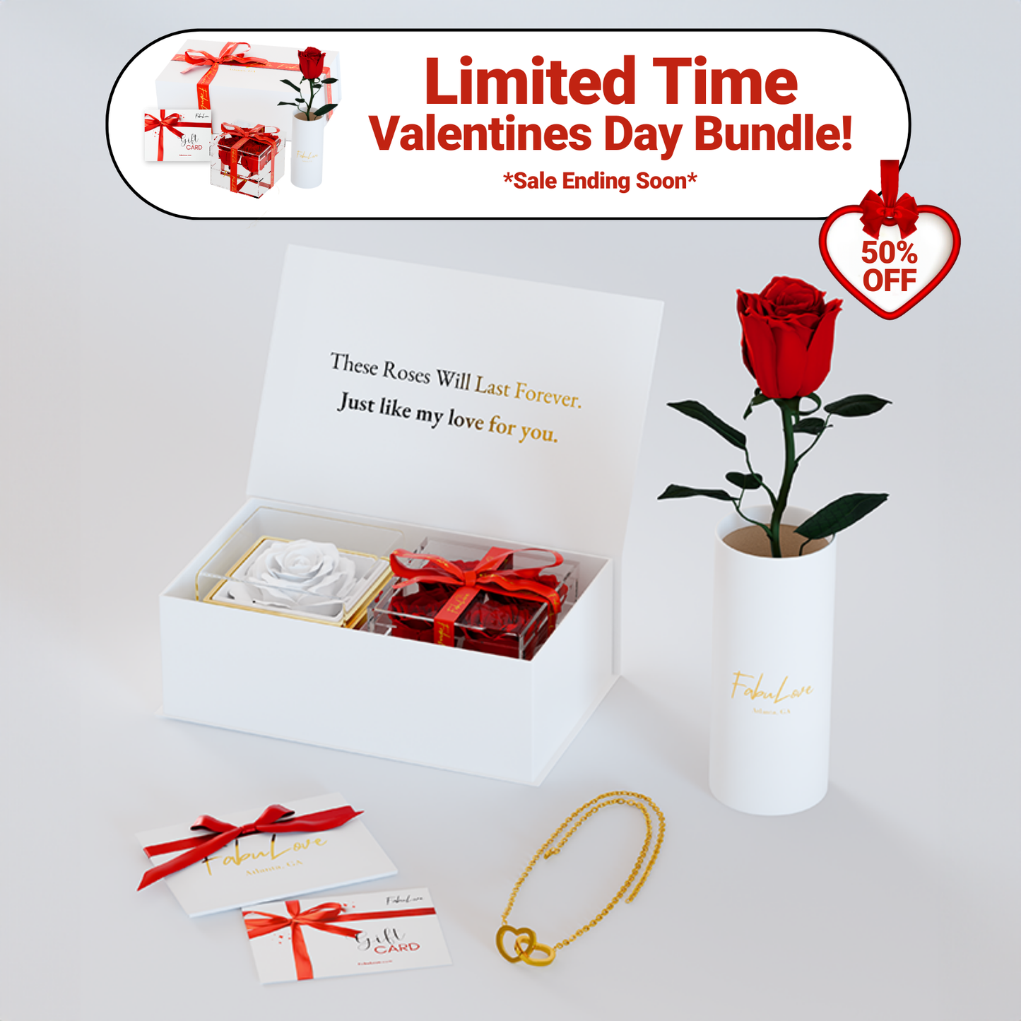 Valentines Eternal Rose Box Bundle